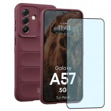 Kit protectie 2 in 1 BizonMobile, Carcasa Bizon Tur si Folie sticla securizata Bizon Glass Edge, compatibil cu Samsung Galaxy A57 5G, Dark Purple