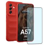 Kit protectie 2 in 1 BizonMobile, Carcasa Bizon Tur si Folie sticla securizata Bizon Glass Edge, compatibil cu Samsung Galaxy A57 5G, Rosu 2 - lerato.ro