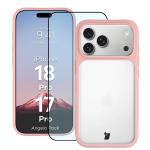 Kit protectie 2 in 1 BizonMobile, Carcasa Bizon Angelo si Folie sticla securizata Bizon Glass Edge, compatibil cu iPhone 18 Pro / 17 Pro, Roz 2 - lerato.ro
