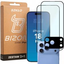 Set protectie 3in1 Bizon Glass Edge Pack, 2 folii sticla ecran + 1 folie sticla camera foto, compatibil cu iPhone 18 Pro, Negru