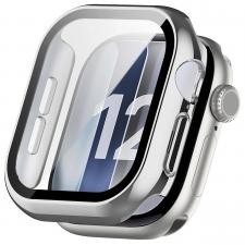 Carcasa cu protectie ecran BizonMobile Adamo compatibila cu Apple Watch 12 (42 mm), Silver