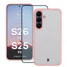 Huse si carcase Samsung Galaxy S25 FE, Kit protectie 2 in 1 BizonMobile, Carcasa Bizon Angelo si Folie sticla securizata Bizon Glass Edge, compatibil cu Samsung Galaxy S26 FE / S25 FE, Roz, lerato.ro