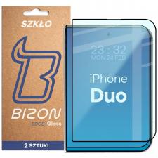 Set 2 folii sticla securizata Bizon Glass Edge Duo compatibile cu iPhone Duo, Negru