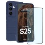 Kit protectie 2 in 1 BizonMobile, Carcasa Bizon Tur si Folie sticla securizata Bizon Glass Edge, compatibil cu Samsung Galaxy S25, Dark Blue 2 - lerato.ro