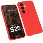 Kit protectie 2 in 1 BizonMobile, Carcasa Bizon Tur si Folie sticla securizata Bizon Glass Edge, compatibil cu Samsung Galaxy S25, Rosu 4 - lerato.ro