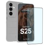 Kit protectie 2 in 1 BizonMobile, Carcasa Bizon Tur si Folie sticla securizata Bizon Glass Edge, compatibil cu Samsung Galaxy S25, Light Grey 2 - lerato.ro
