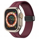 Curea Bizon Strap Watch Silicone compatibila cu Apple Watch 8/9/10/11/12/SE/Ultra, 44/45/46/49mm, Burgundy 2 - lerato.ro