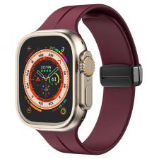 Curea Bizon Strap Watch Silicone compatibila cu Apple Watch 8/9/10/11/12/SE/Ultra, 44/45/46/49mm, Burgundy