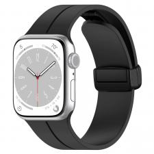 Curea din Bizon Strap Watch Silicone compatibila cu Apple Watch 38/40/41/42 mm, Negru