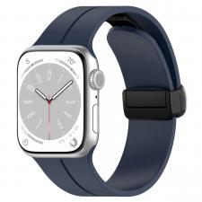Curea din Bizon Strap Watch Silicone compatibila cu Apple Watch 38/40/41/42 mm, Dark Blue