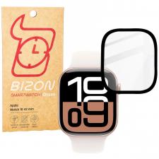 Folie protectie Bizon Watch Glass Edge Hybrid compatibile cu Apple Watch 12 (42 mm), Negru