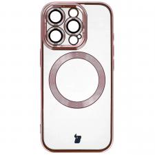 Carcasa cu protectie pentru camera Bizon GuardO cu MagSafe compatibila cu iPhone 16 Pro, Transparent / Roz
