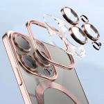 Carcasa cu protectie pentru camera Bizon GuardO cu MagSafe compatibila cu iPhone 16 Pro, Transparent / Roz 4 - lerato.ro