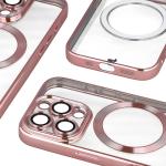Carcasa cu protectie pentru camera Bizon GuardO cu MagSafe compatibila cu iPhone 16 Pro, Transparent / Roz 5 - lerato.ro