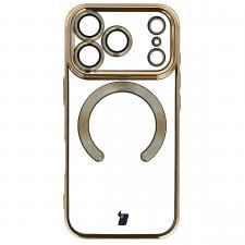 Carcasa cu protectie pentru camera Bizon GuardO cu MagSafe compatibila cu iPhone 18 Pro / 17 Pro, Clear / Gold