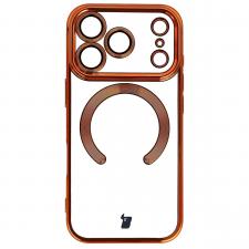 Carcasa cu protectie pentru camera Bizon GuardO cu MagSafe compatibila cu iPhone 18 Pro / 17 Pro, Transparent / Portocaliu