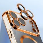 Carcasa cu protectie pentru camera Bizon GuardO cu MagSafe compatibila cu iPhone 18 Pro / 17 Pro, Transparent / Portocaliu 4 - lerato.ro