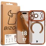 Carcasa cu protectie pentru camera Bizon GuardO cu MagSafe compatibila cu iPhone 18 Pro / 17 Pro, Transparent / Portocaliu 6 - lerato.ro