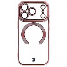 Carcasa cu protectie pentru camera Bizon GuardO cu MagSafe compatibila cu iPhone 18 Pro Max / 17 Pro Max, Transparent / Roz