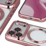 Carcasa cu protectie pentru camera Bizon GuardO cu MagSafe compatibila cu iPhone 18 Pro Max / 17 Pro Max, Transparent / Roz 5 - lerato.ro