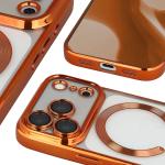 Carcasa cu protectie pentru camera Bizon GuardO cu MagSafe compatibila cu iPhone 18 Pro Max / 17 Pro Max, Transparent / Portocaliu 5 - lerato.ro