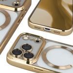 Carcasa cu protectie pentru camera Bizon GuardO cu MagSafe compatibila cu iPhone 18 Pro Max / 17 Pro Max, Clear / Gold 5 - lerato.ro