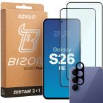 Set protectie 3in1 Bizon Glass Edge Pack, 2 folii sticla ecran + 1 folie sticla camera foto, compatibil cu Samsung Galaxy S26 FE, Negru 2 - lerato.ro
