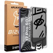 Folii protectie telefoane, Set 2 folii sticla securizata Bizon Glass Aplikator Shadow Privacy, Kit montare inclus, compatibile cu Xiaomi Redmi Note 17 Pro / Pro Max, Negru, lerato.ro