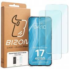 Kit protectie 3 in 1 BizonMobile Clear Pack, Carcasa Bizon Salpa si 2 folii sticla Bizon Glass Clear, compatibil cu Xiaomi Redmi Note 17, Transparent