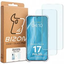 Kit protectie 3 in 1 BizonMobile Clear Pack, Carcasa Bizon Salpa si 2 folii sticla Bizon Glass Clear, compatibil cu Xiaomi Redmi Note 17 Pro, Transparent