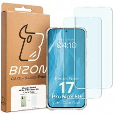 Kit protectie 3 in 1 BizonMobile Clear Pack, Carcasa Bizon Salpa si 2 folii sticla Bizon Glass Clear, compatibil cu Xiaomi Redmi Note 17 Pro Max, Transparent