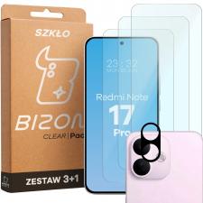 Set protectie 4in1 Bizon Glass Clear Pack, 3 folii sticla ecran + 1 folie sticla camera foto, compatibil cu Xiaomi Redmi Note 17 Pro, Transparent