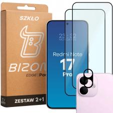 Set protectie 3in1 Bizon Glass Edge Pack, 2 folii sticla ecran + 1 folie sticla camera foto, compatibil cu Xiaomi Redmi Note 17 Pro 5G, Negru
