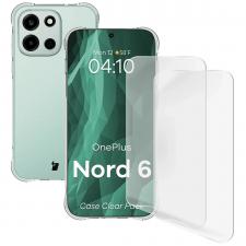 Huse si carcase OnePlus Nord 6, Kit protectie 3 in 1 BizonMobile Clear Pack, Carcasa Bizon Salpa + 2 folii sticla Bizon Glass Clear, compatibil cu OnePlus Nord 6, Transparent, lerato.ro
