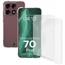 Kit protectie 3 in 1 BizonMobile Clear Pack, Carcasa Bizon Salpa + 2 folii sticla Bizon Glass Clear, compatibil cu Motorola Edge 70 Pro, Transparent