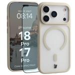 Kit protectie 2 in 1 BizonMobile, Carcasa Bizon MatteO si Folie sticla securizata Bizon Glass Edge, compatibil cu iPhone 18 Pro / 17 Pro, Bej 3 - lerato.ro
