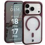 Kit protectie 2 in 1 BizonMobile, Carcasa Bizon MatteO si Folie sticla securizata Bizon Glass Edge, compatibil cu iPhone 18 Pro / 17 Pro, Burgundy 3 - lerato.ro