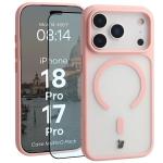 Kit protectie 2 in 1 BizonMobile, Carcasa Bizon MatteO si Folie sticla securizata Bizon Glass Edge, compatibil cu iPhone 18 Pro / 17 Pro, Roz 3 - lerato.ro