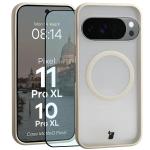 Kit protectie 2 in 1 BizonMobile, Carcasa Bizon MatteO si Folie sticla securizata Bizon Glass Edge, compatibil cu Google Pixel 11 Pro XL / 10 Pro XL, Bej 2 - lerato.ro