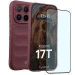 Kit protectie 2 in 1 BizonMobile, Carcasa Bizon Tur si Folie sticla securizata Bizon Glass Edge, compatibil cu Xiaomi 17T, Burgundy 2 - lerato.ro