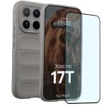 Kit protectie 2 in 1 BizonMobile, Carcasa Bizon Tur si Folie sticla securizata Bizon Glass Edge, compatibil cu Xiaomi 17T, Light Grey 2 - lerato.ro