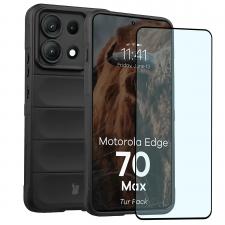 Huse si carcase Motorola Edge 70 Max, Kit protectie 2 in 1 BizonMobile, Carcasa Bizon Tur si Folie sticla securizata Bizon Glass Edge, compatibil cu Motorola Edge 70 Max, Negru, lerato.ro