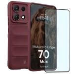Kit protectie 2 in 1 BizonMobile, Carcasa Bizon Tur si Folie sticla securizata Bizon Glass Edge, compatibil cu Motorola Edge 70 Max, Burgundy 2 - lerato.ro