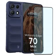 Huse si carcase Motorola Edge 70 Max, Kit protectie 2 in 1 BizonMobile, Carcasa Bizon Tur si Folie sticla securizata Bizon Glass Edge, compatibil cu Motorola Edge 70 Max, Dark Blue, lerato.ro