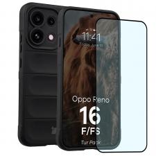 Kit protectie 2 in 1 BizonMobile, Carcasa Bizon Tur si Folie sticla securizata Bizon Glass Edge, compatibil cu OPPO Reno 16 F / FS, Negru