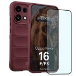 Kit protectie 2 in 1 BizonMobile, Carcasa Bizon Tur si Folie sticla securizata Bizon Glass Edge, compatibil cu OPPO Reno 16 F / FS, Burgundy 2 - lerato.ro
