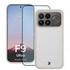 Kit protectie 2 in 1 BizonMobile, Carcasa Bizon Angelo si Folie sticla securizata Bizon Glass Edge, compatibil cu Xiaomi Poco F9 Ultra, Bej
