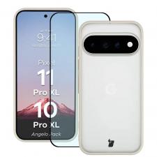 Kit protectie 2 in 1 BizonMobile, Carcasa Bizon Angelo si Folie sticla securizata Bizon Glass Edge, compatibil cu Google Pixel 11 Pro XL / 10 Pro XL, Bej