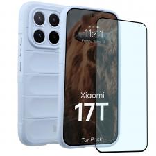Kit protectie 2 in 1 BizonMobile, Carcasa Bizon Tur si Folie sticla securizata Bizon Glass Edge, compatibil cu Xiaomi 17T, Light Blue