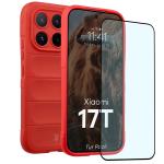 Kit protectie 2 in 1 BizonMobile, Carcasa Bizon Tur si Folie sticla securizata Bizon Glass Edge, compatibil cu Xiaomi 17T, Rosu 2 - lerato.ro